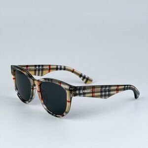 Burberry BE4432U 412287 BRAND NEW Sunglasses Vintage Check Dark Grey Oval Women